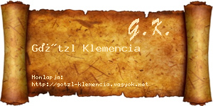 Götzl Klemencia névjegykártya